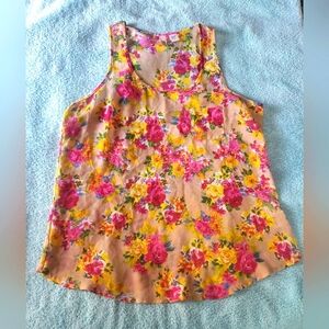 Route 66 Floral Tank Top - Pink, Yellow, Red